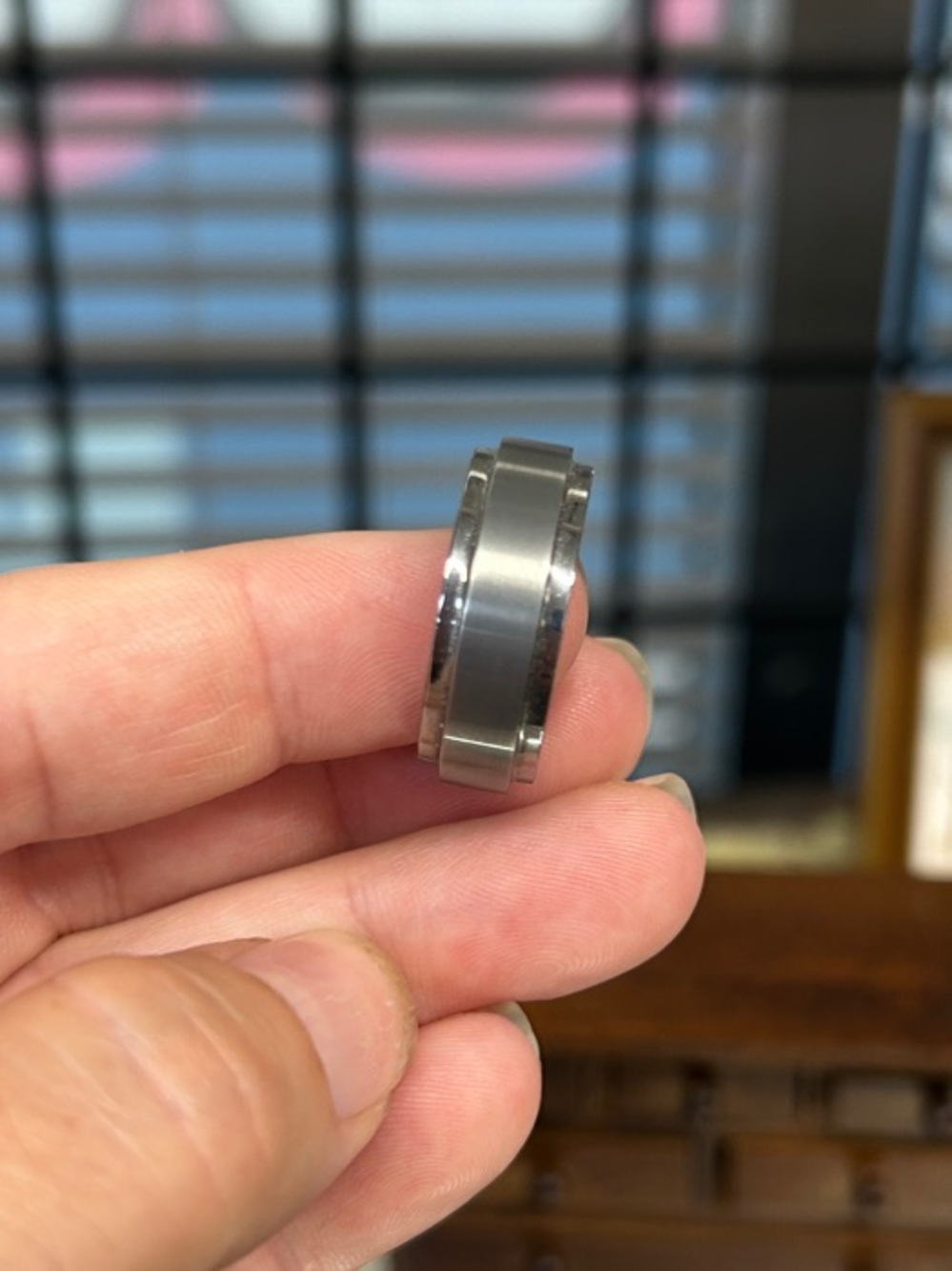 Men’s Tungsten Two Tone Silver Wedding Band